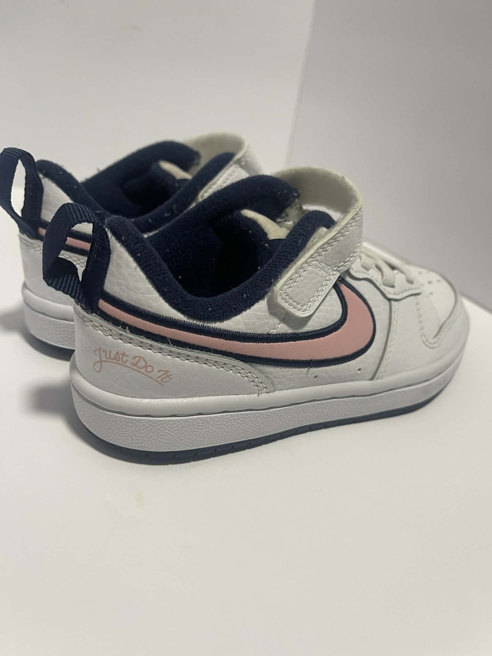 Nike Kids' White & Pink Swoosh Velcro Sneakers